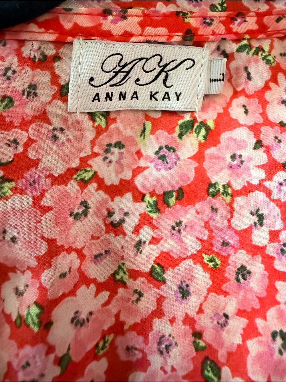 ANNA KAY Coral Floral Blouse with Pink Blossoms